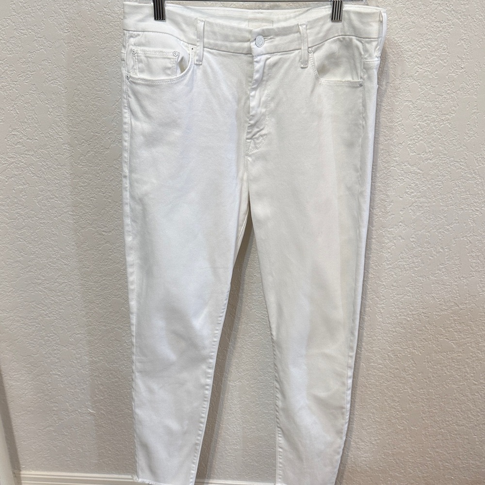 Mother High-Waisted Looker Ankle Fray White Jeans, Size 31 - Picture 2 of 15